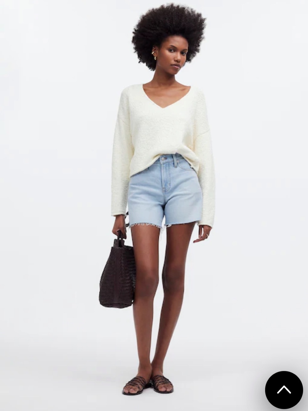 Madewell Deep V Boxy Sweater Women’s Sz. XL Off-White